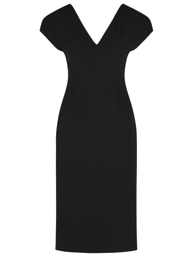 Jil Sander Jil Sander Black Virgin Wool Midi Dress - World Class Fashion