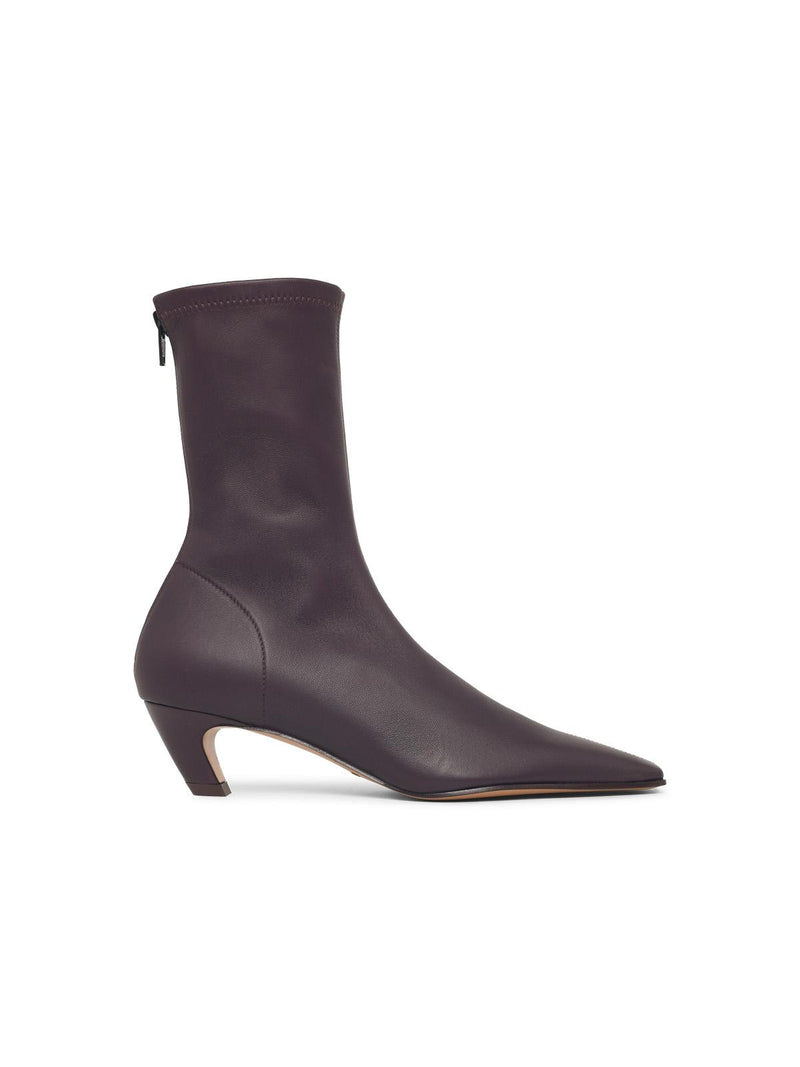 Khaite Khaite 'ARIZONA' Burgundy Leather Ankle Boots - World Class Fashion