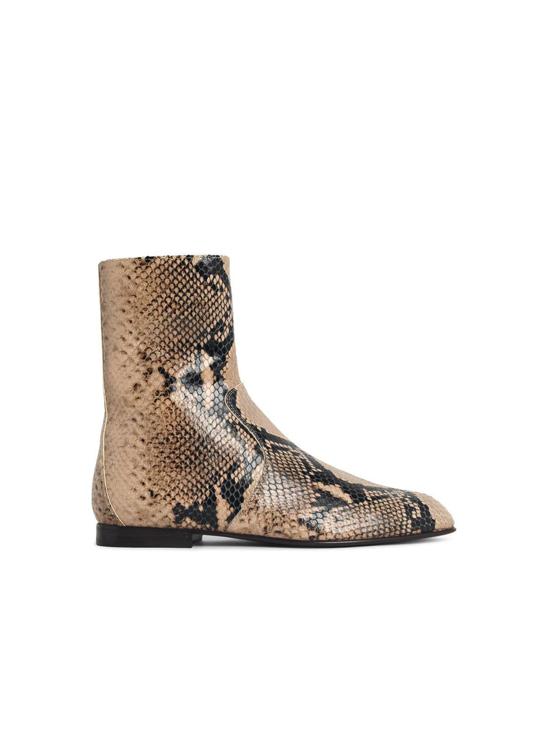 Khaite Khaite Colt Snake Leather Ankle Boots Beige - World Class Fashion