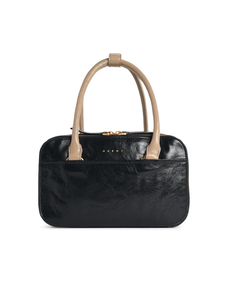 Marni Marni Small BOXYNE Bag Black Brown Taupe Leather - World Class Fashion