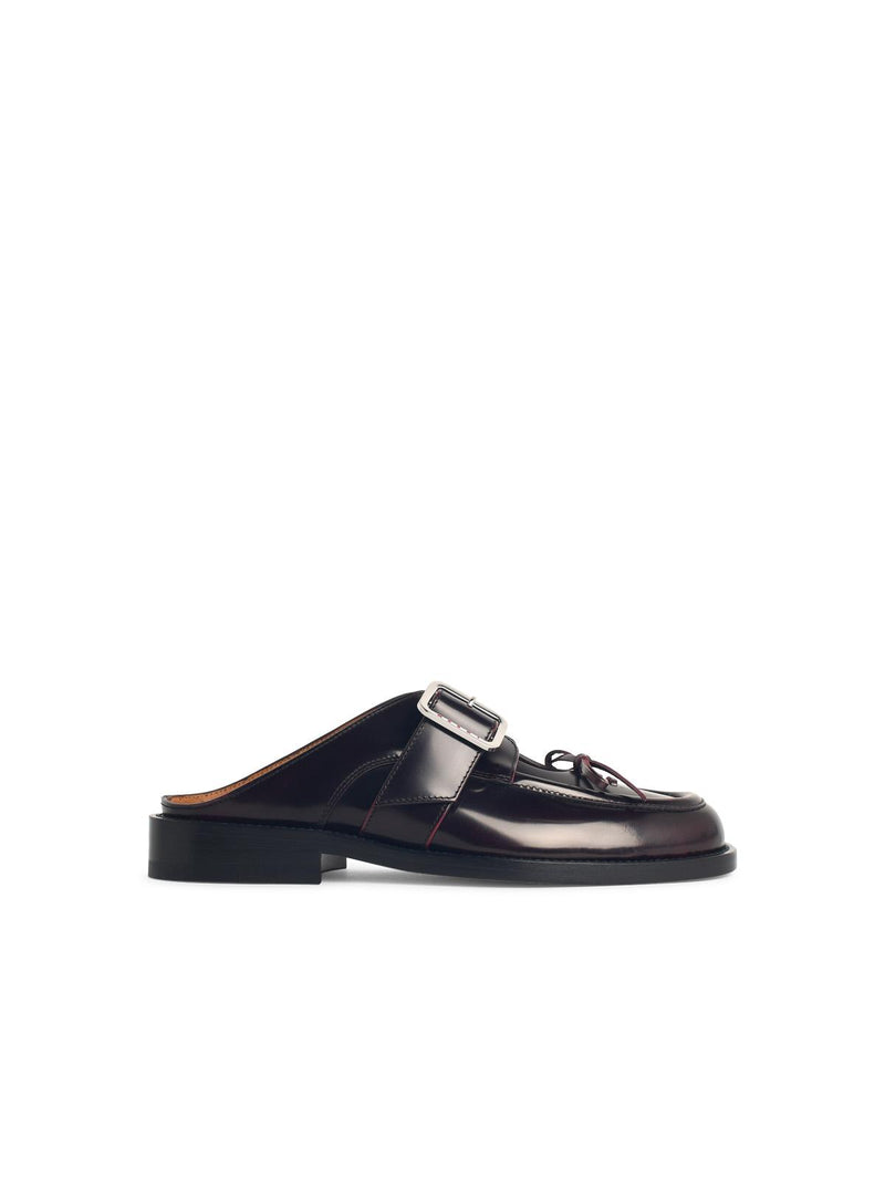 Marni Marni Leather Sabots Burgundy Women Loafers - World Class Fashion