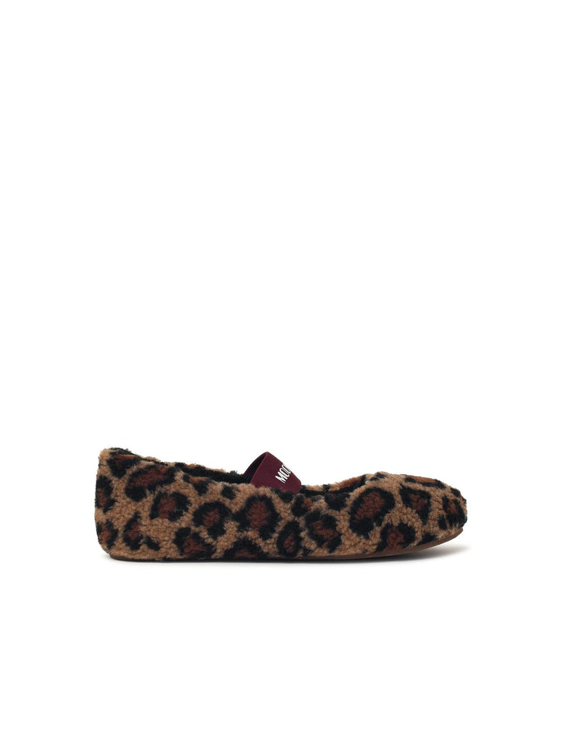 Moonboot Moonboot FLEECE Teddy Leather Cognac Ballet Flats Brown - World Class Fashion