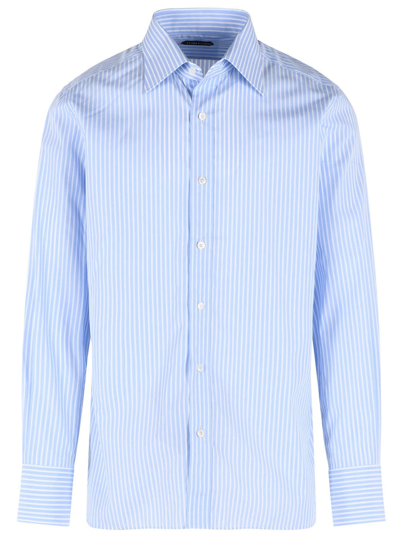 Tom Ford Tom Ford Light Blue And White Cotton Shirt - World Class Fashion