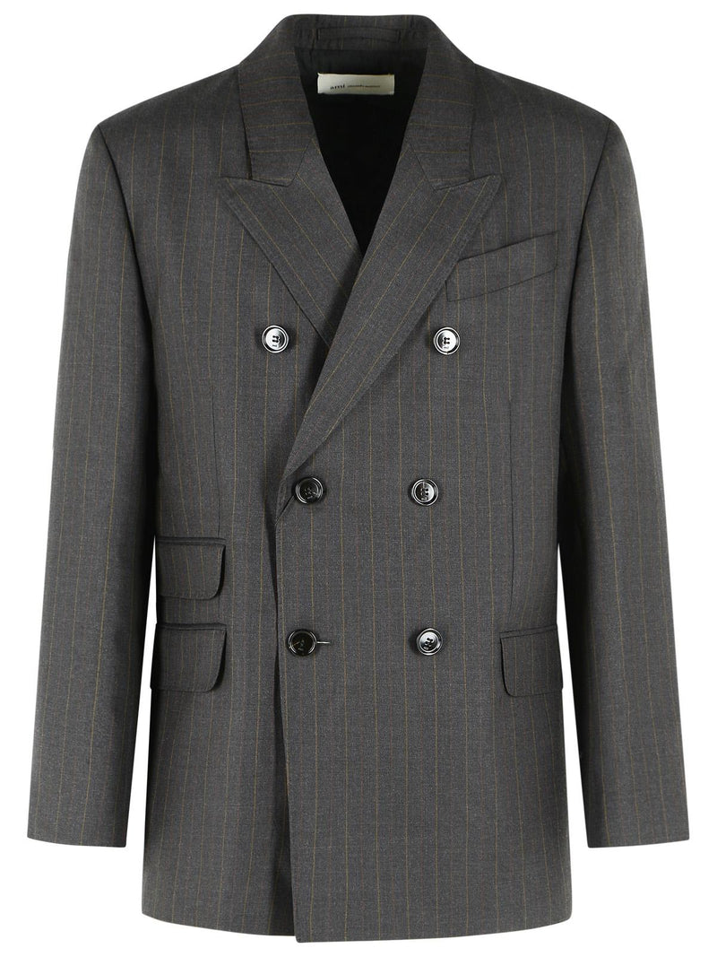 AMI Paris Ami Paris 'BOXY' Dark Grey Virgin Wool Blazer - World Class Fashion