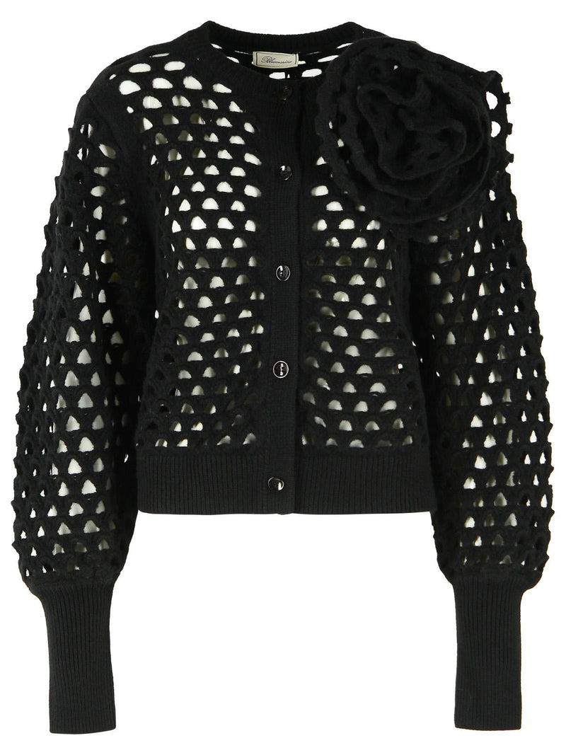 Blumarine Blumarine Openwork Wool Cardigan Black Women - World Class Fashion