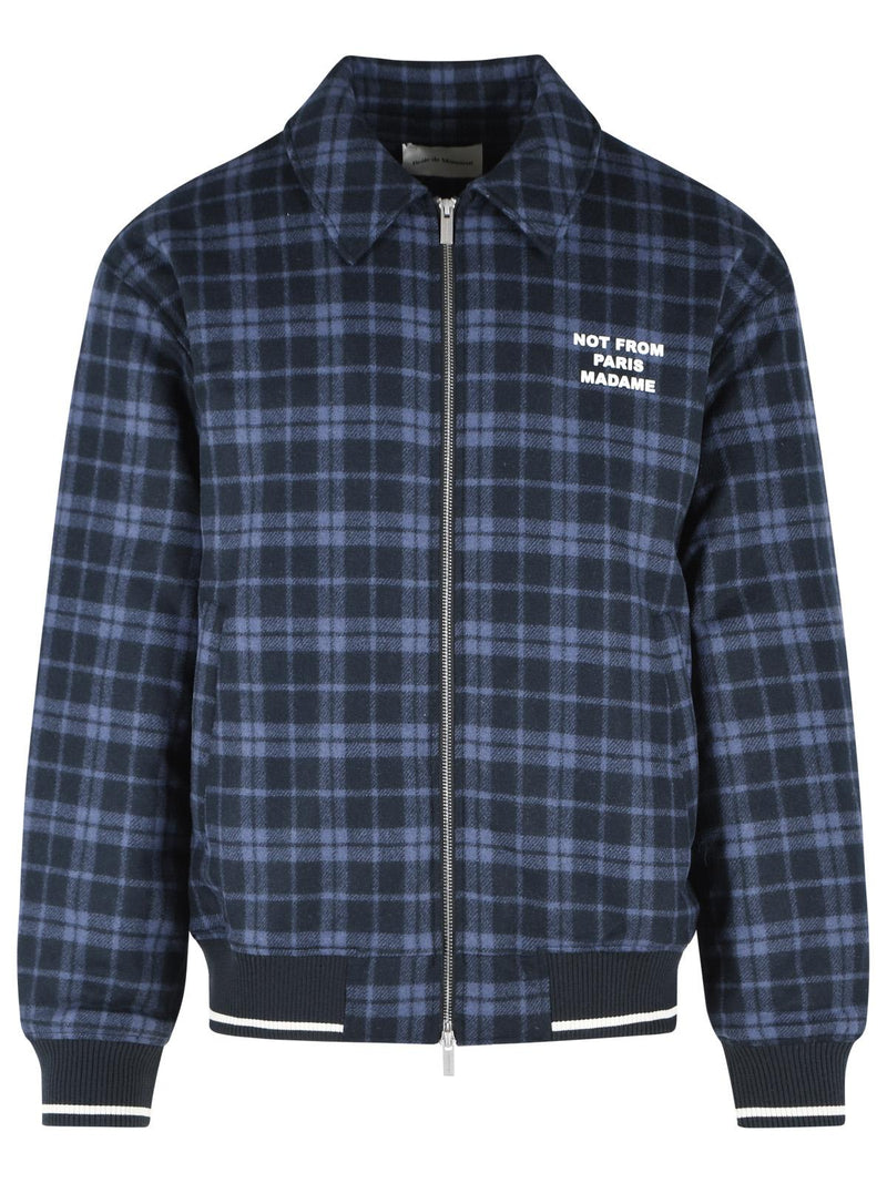 Drole De Monsieur Drole De Monsieur Navy Wool Blend Checkered Jacket - World Class Fashion