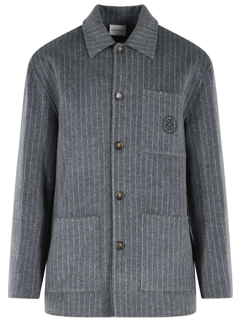 Drole De Monsieur Drole De Monsieur Pinstripe Shirt In Grey Wool Blend - World Class Fashion