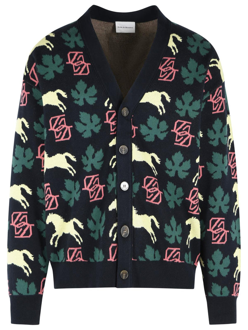 Drole De Monsieur Drole De Monsieur HORSE Monogram Navy Cardigan - World Class Fashion