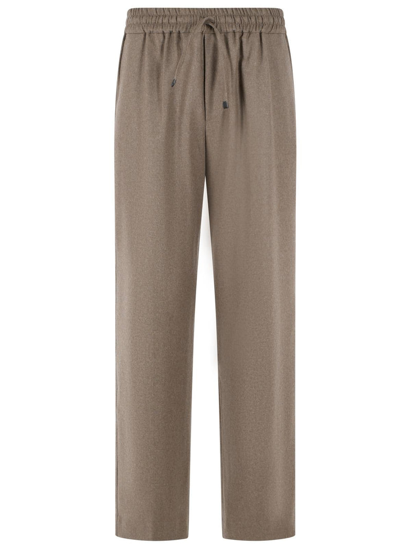 Drole De Monsieur Drole De Monsieur Wool Blend Flannel Pants Brown - World Class Fashion