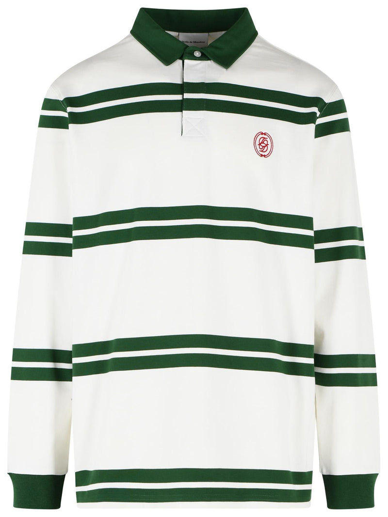 Drole De Monsieur Drole De Monsieur 'D Ornament' White Green Polo Shirt - World Class Fashion