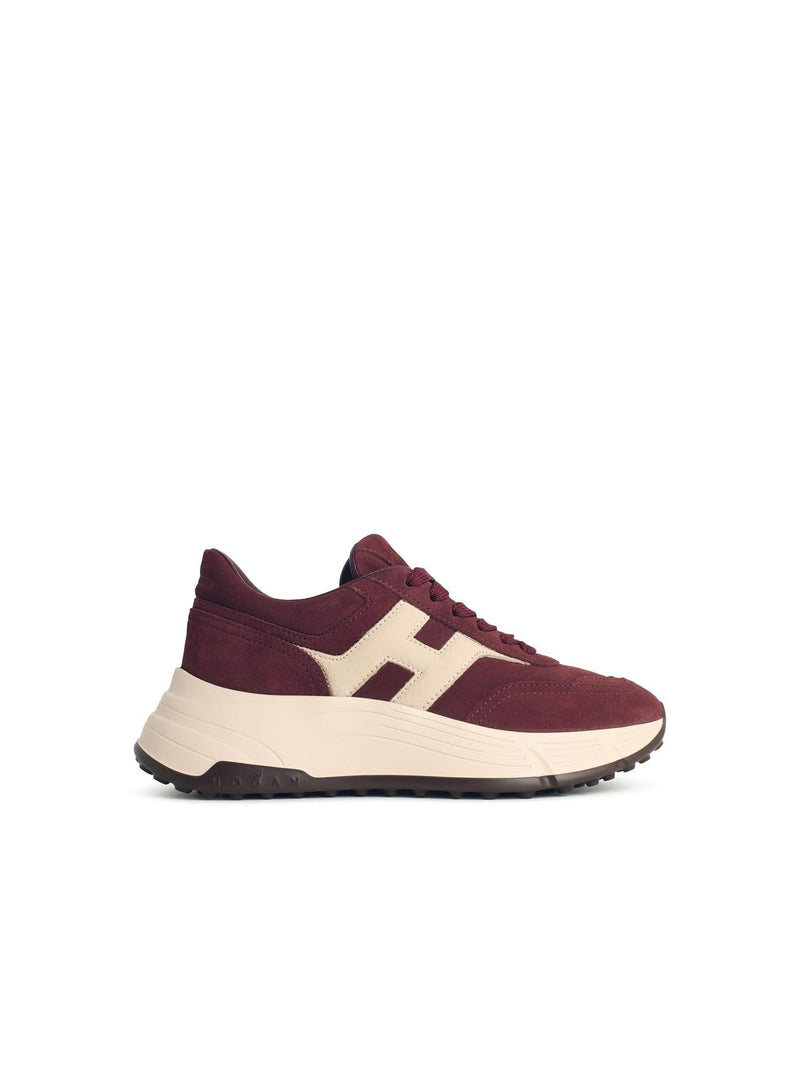 Hogan Hogan HI-FI Burgundy Suede Sneakers Women - World Class Fashion