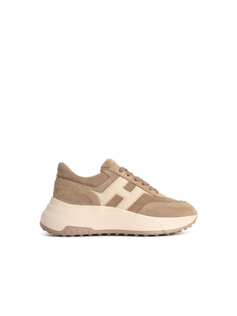 Hogan Hogan HI-FI Beige Suede Sneakers Women - World Class Fashion