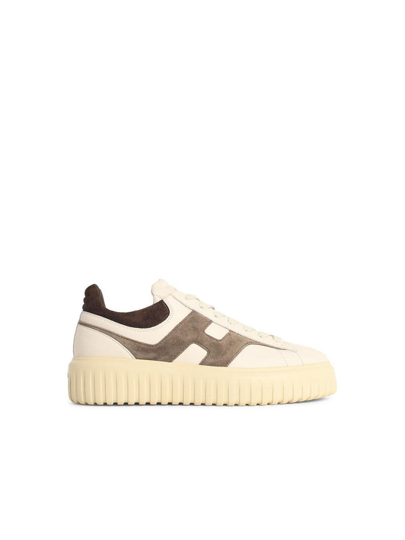 Hogan Hogan 'H Stripes' Ivory Leather Sneakers - World Class Fashion