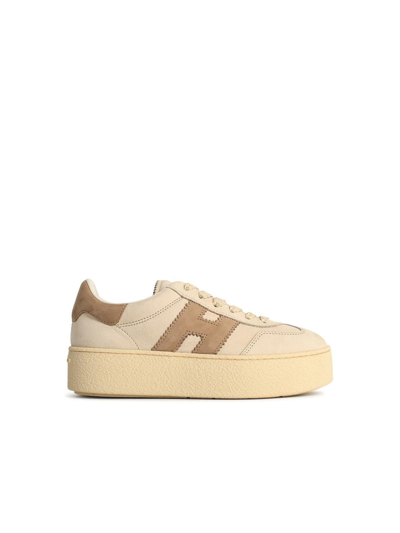 Hogan Hogan 'HOGAN Cool' Beige Leather Sneakers Women - World Class Fashion