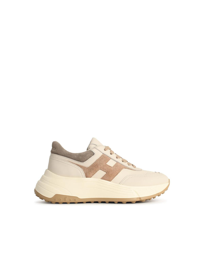 Hogan Hogan HI-FI Cream Leather Sneakers Women - World Class Fashion