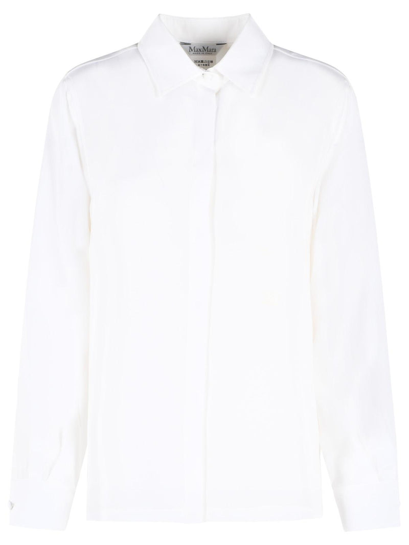 Max Mara Max Mara 'GERANIO' White Silk Shirt - World Class Fashion