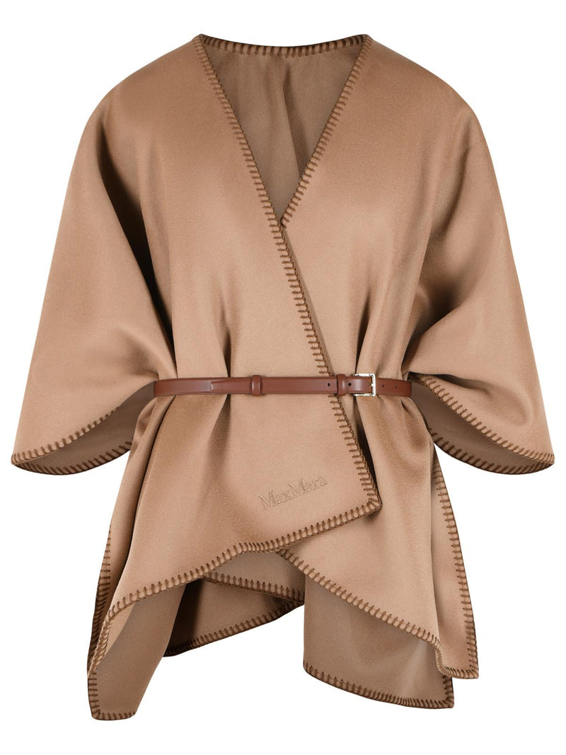 Max Mara Max Mara 'COLOMBA' Brown Virgin Wool Cape - World Class Fashion