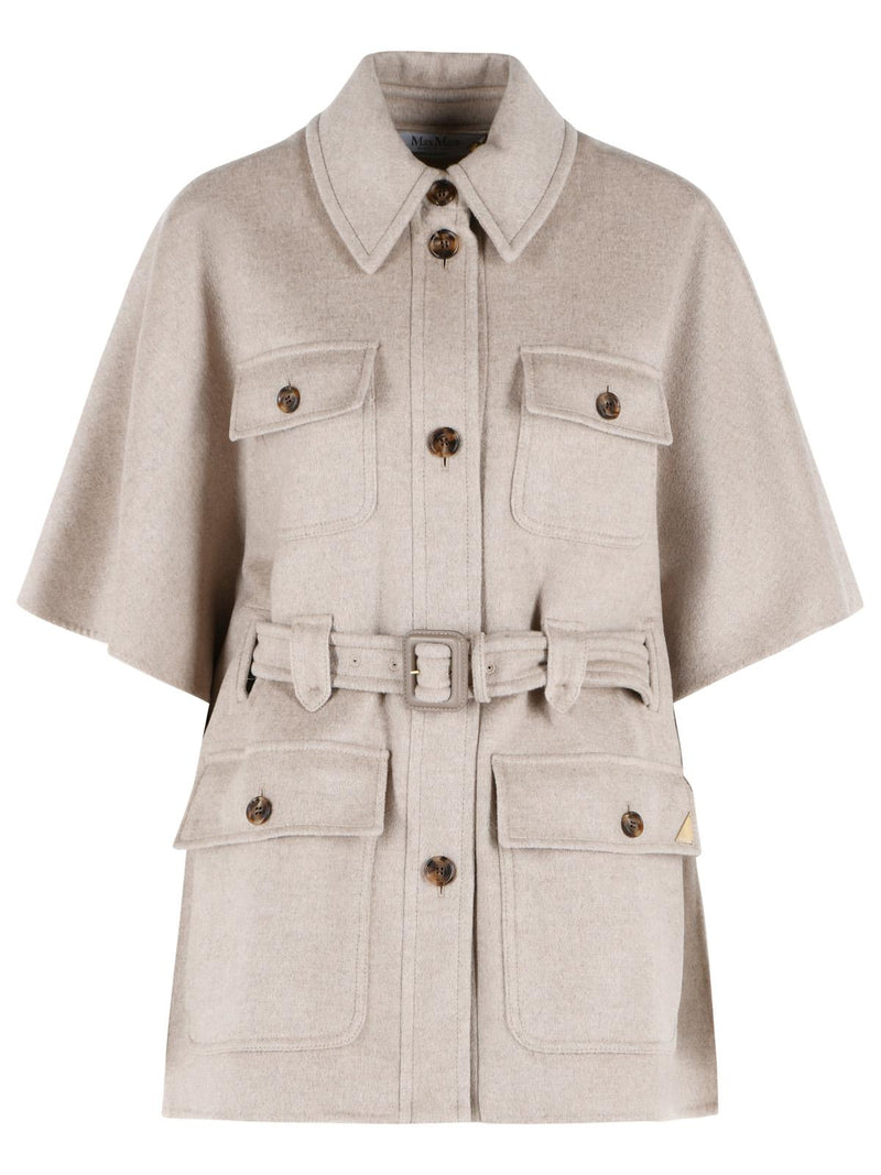 Max Mara Max Mara 'NETTARE' Beige Cashmere Cape - World Class Fashion