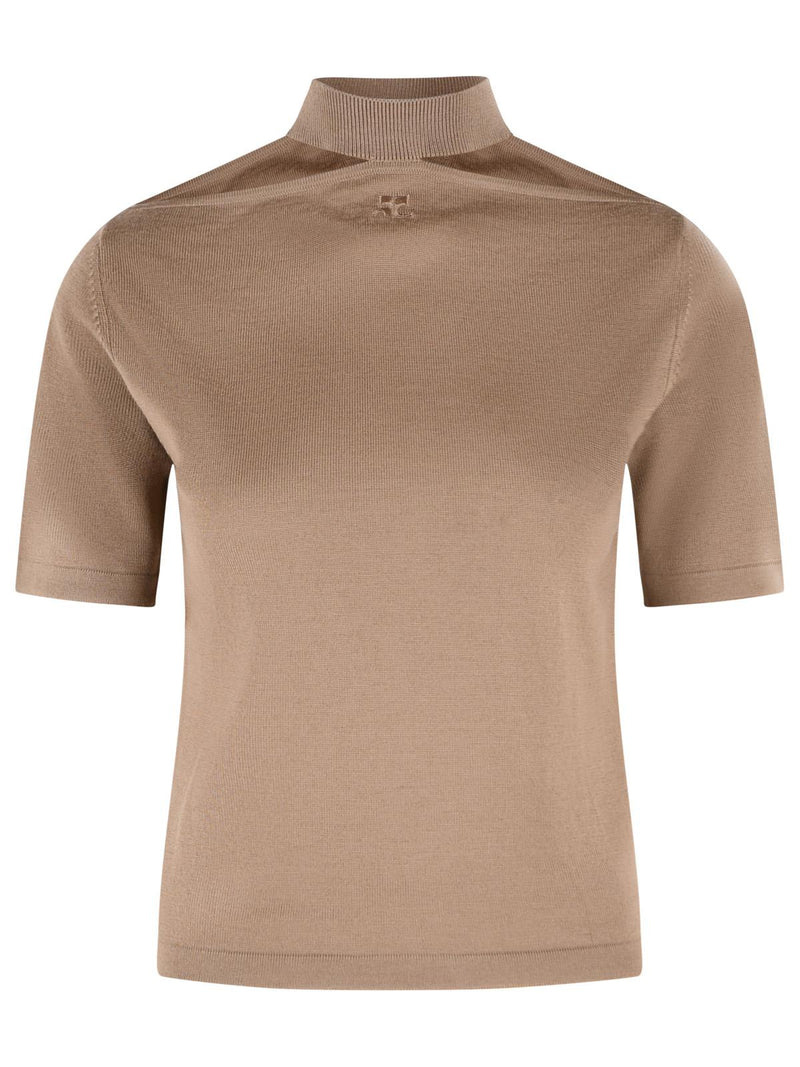 Courreges Courreges Merino Wool Turtleneck Sweater Brown - World Class Fashion