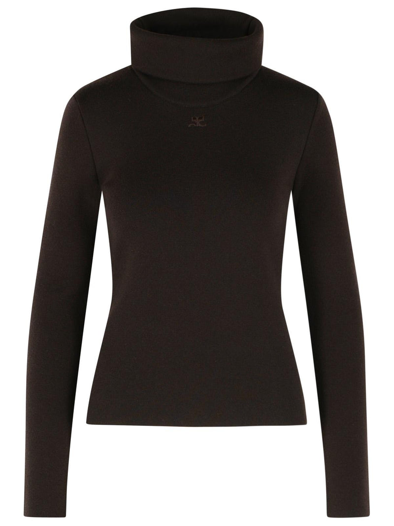 Courreges Courreges Merino Wool Turtleneck Sweater Brown - World Class Fashion