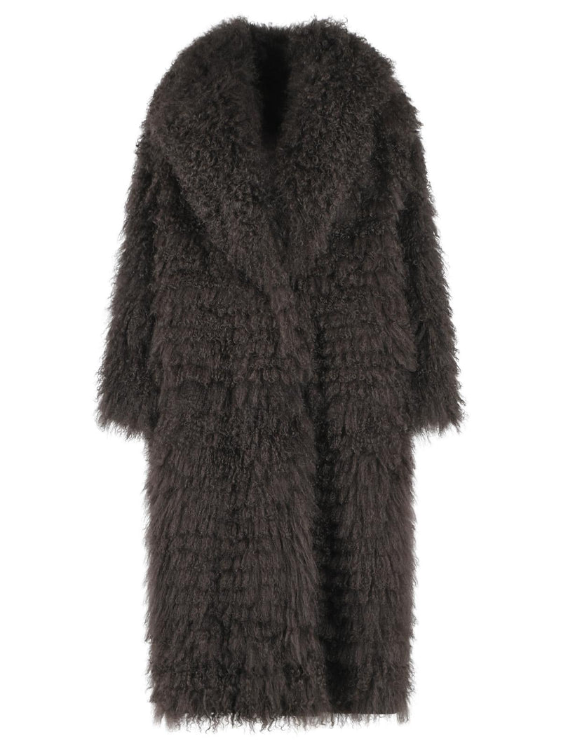 Simonetta Ravizza Simonetta Ravizza 'JULIA' Reversible Brown Mongolia Coat - World Class Fashion