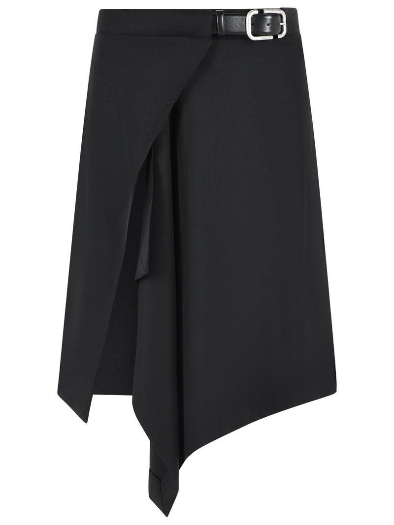 The Attico The Attico Black Virgin Wool Midi Skirt - World Class Fashion