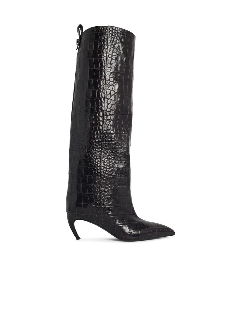 The Attico The Attico 'LEA 65' Dark Brown Leather Boots - World Class Fashion