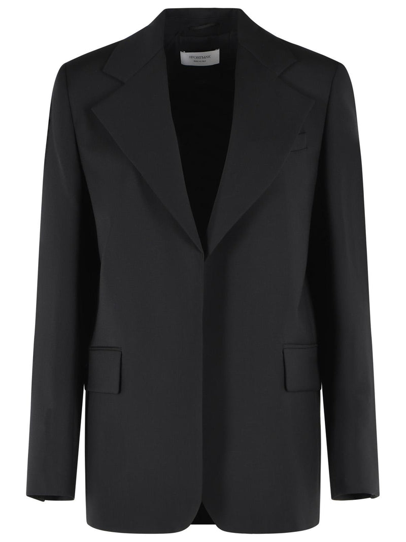 Sportmax Sportmax TENACE Black Virgin Wool Oversize Blazer - World Class Fashion