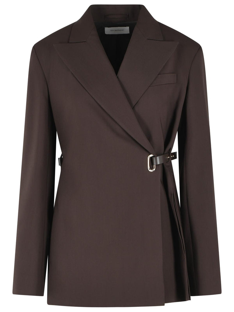 Sportmax Sportmax 'CINTA' Tailored Blazer In Chocolate Brown Viscose - World Class Fashion