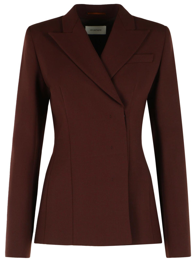 Sportmax Sportmax 'CIOCCA' Tailored Jacket In Plum Stretch Wool - World Class Fashion