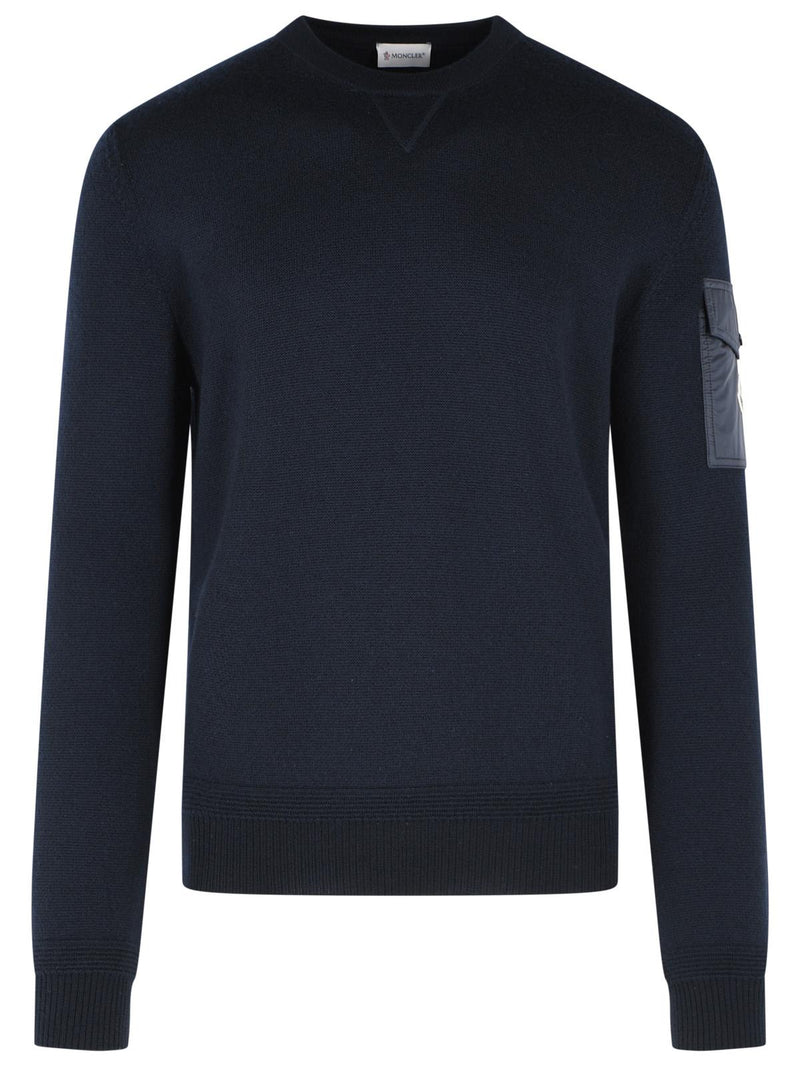 Moncler Moncler TRICOT Blue Virgin Wool Sweatshirt - World Class Fashion