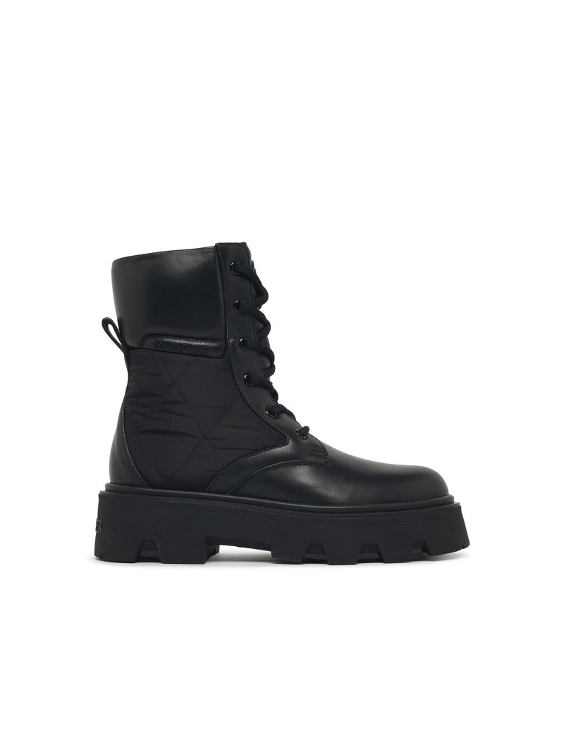 Moncler Moncler 'AUREA' Black Leather Blend Boots - World Class Fashion