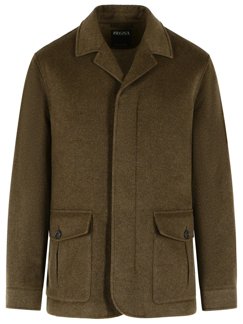Zegna Zegna 'ELEMENTS Oasi' Brown Cashmere Jacket - World Class Fashion