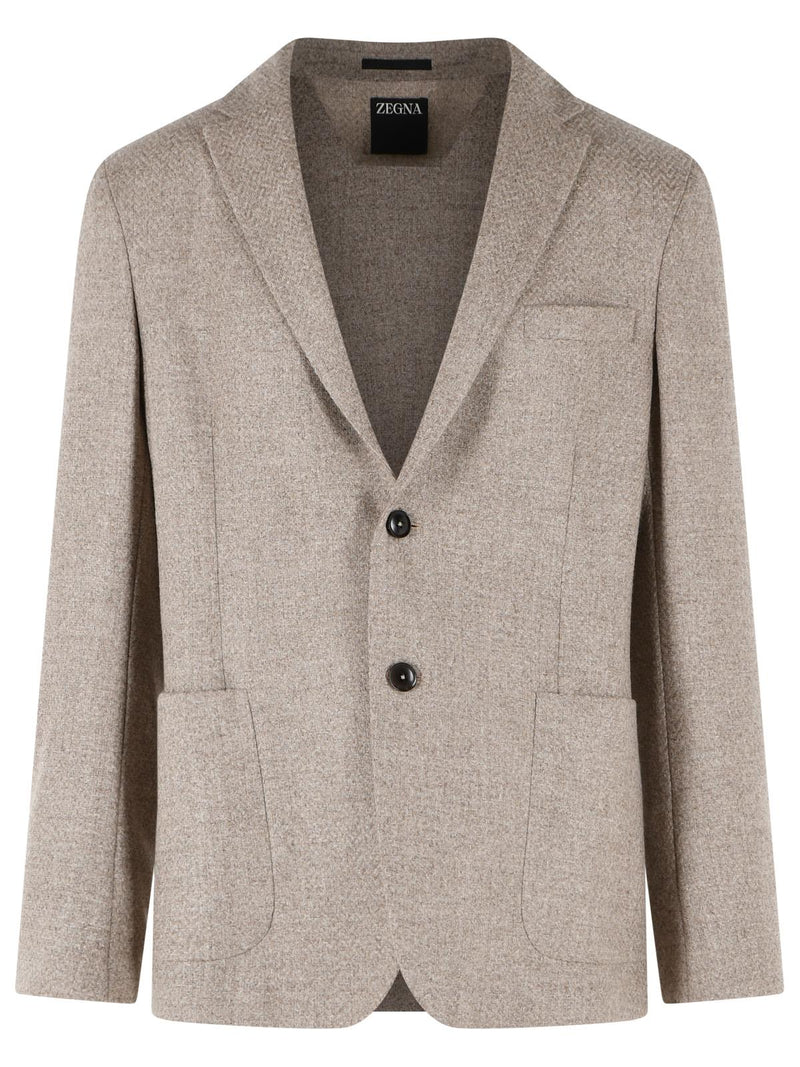 Zegna Zegna Wool Cashmere Blazer Beige Men - World Class Fashion