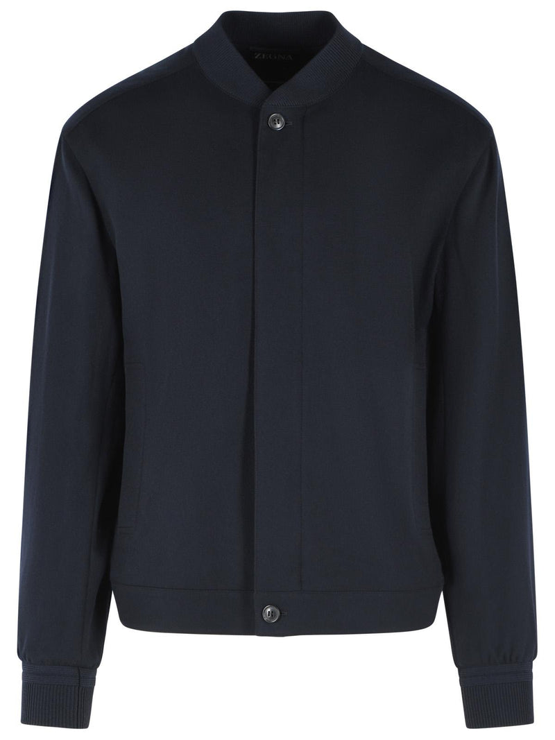Zegna Zegna OASI Navy Blue Cashmere Bomber Jacket - World Class Fashion