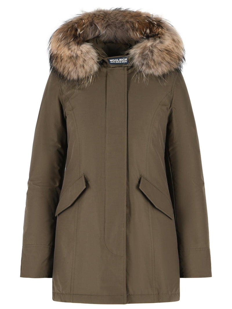Woolrich John Rich & Bros Woolrich John Rich & Bros Arctic Racoon Green Parka - World Class Fashion