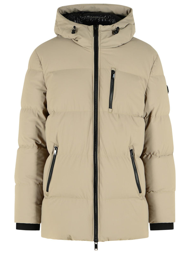 Moose Knuckles Moose Knuckles 'SOHO 3q' Beige Stretch Nylon Down Jacket - World Class Fashion