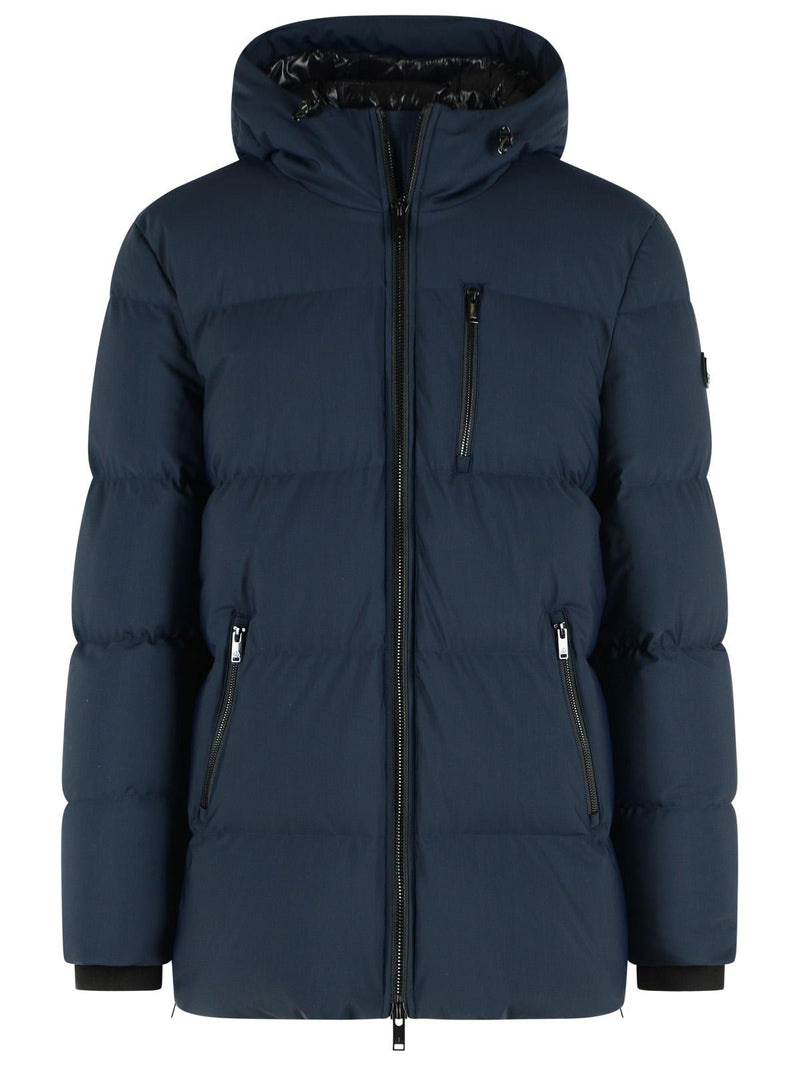 Moose Knuckles Moose Knuckles 'SOHO 3q' Navy Stretch Nylon Down Jacket - World Class Fashion