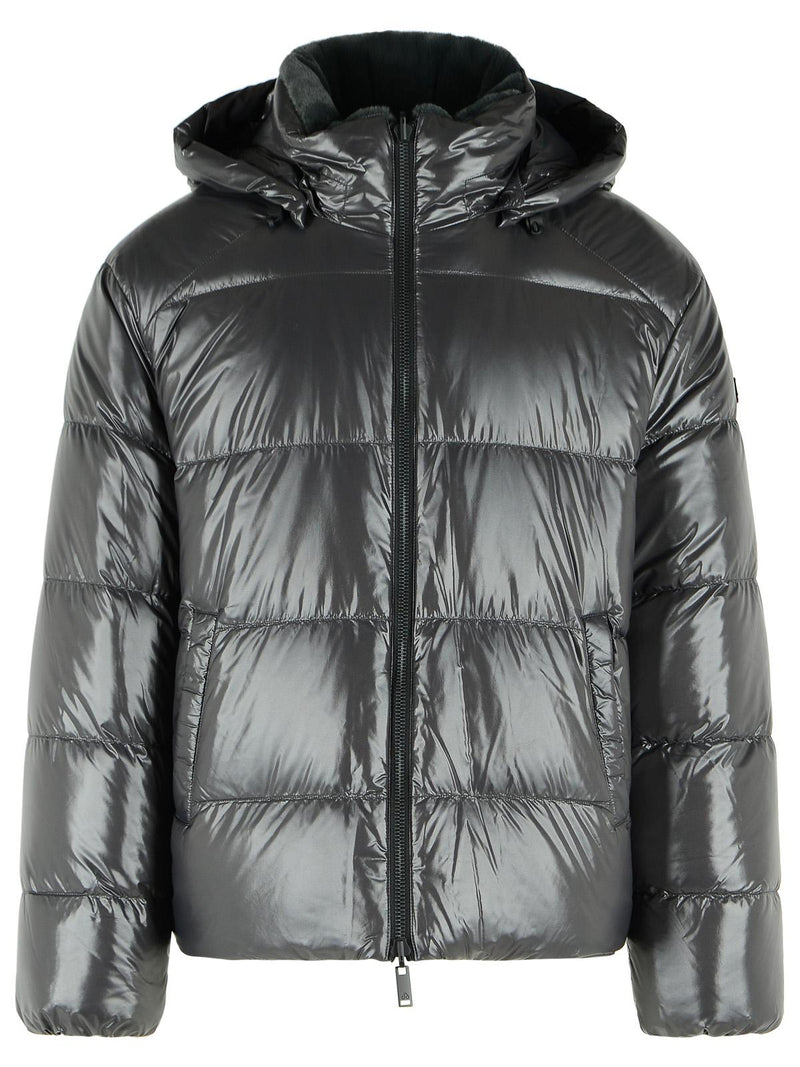 Moose Knuckles Moose Knuckles 'KING' Reversible Grey Nylon And Polyester Down Jacket - World Class Fashion