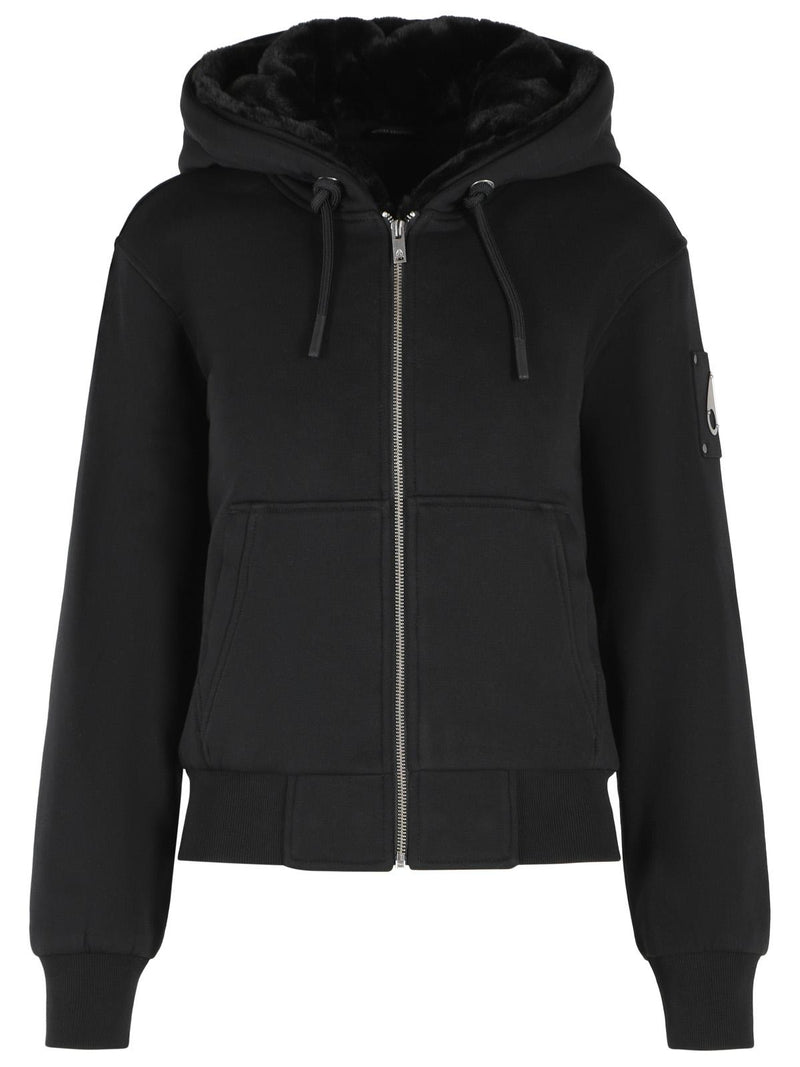 Moose Knuckles Moose Knuckles 'BUNNY' Black Cotton Blend Sweatshirt - World Class Fashion