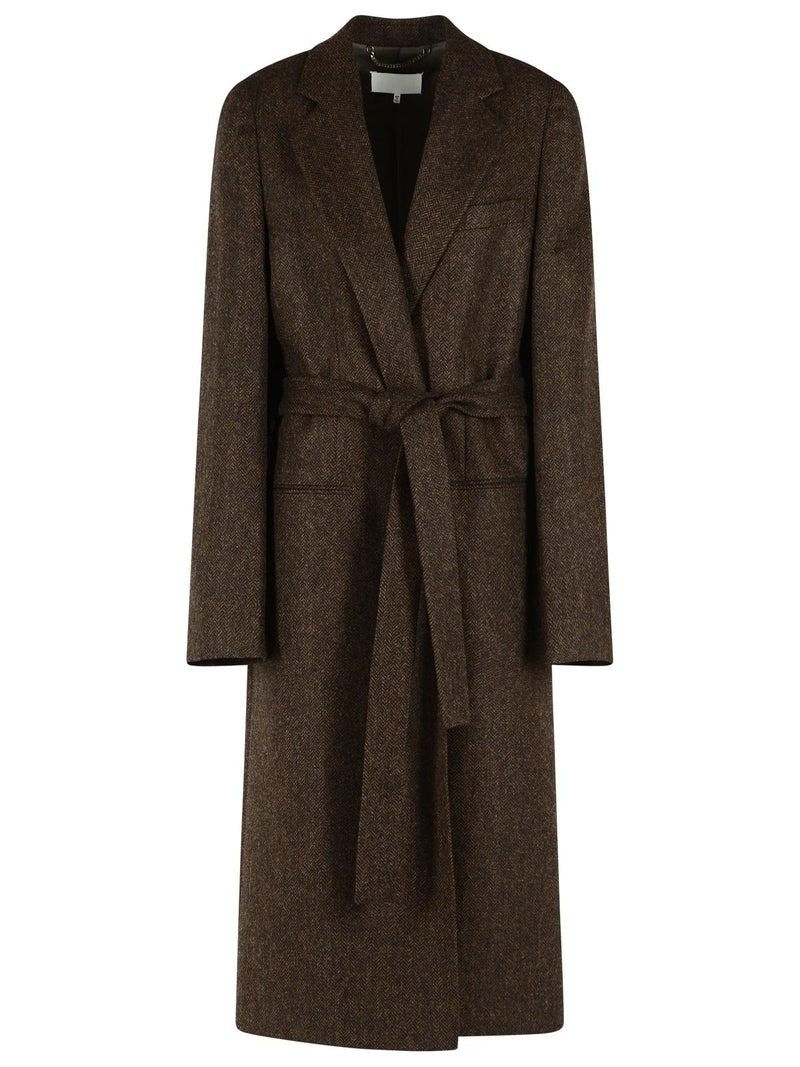 Maison Margiela Maison Margiela 'HERRINGBONE' Brown Wool Coat - World Class Fashion