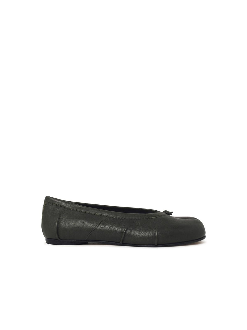 Maison Margiela Maison Margiela Tabi Green Leather Ballet Flats - World Class Fashion