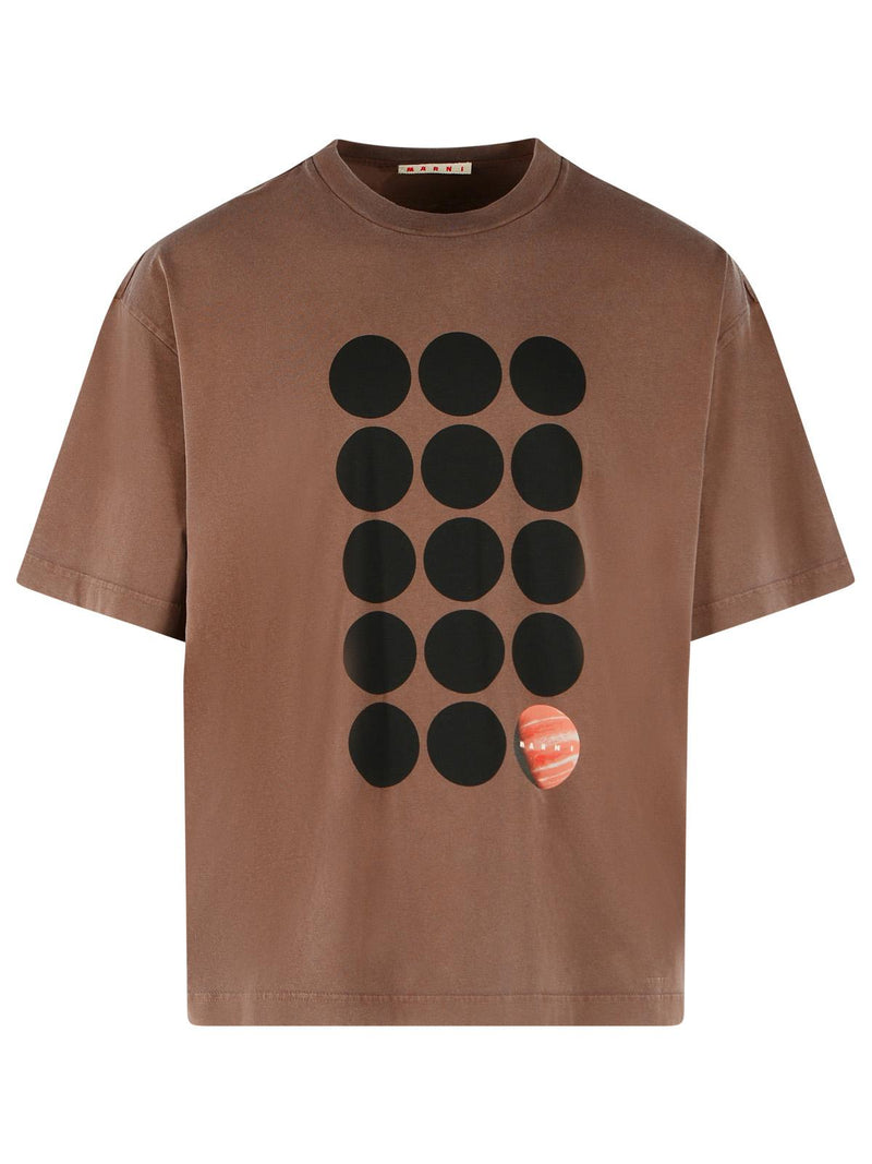Marni Marni Polka Dot Cotton T-shirt Brown Men - World Class Fashion