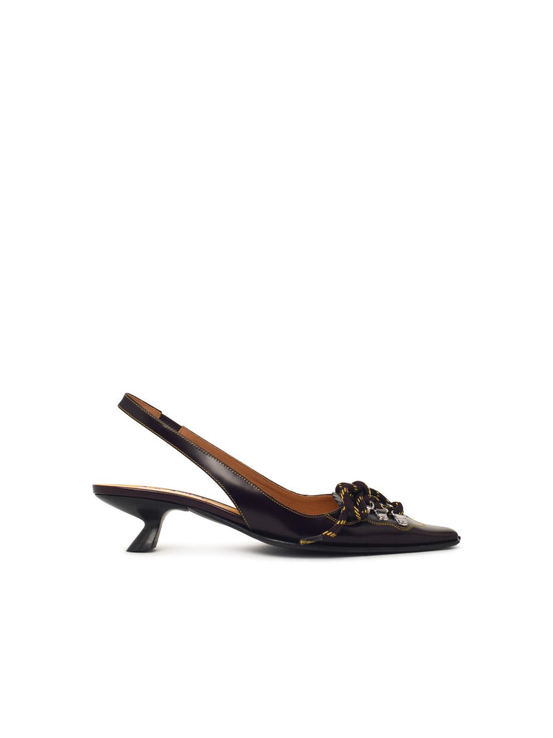 Marni Marni Leather Slingback Pumps Bordeaux Women - World Class Fashion