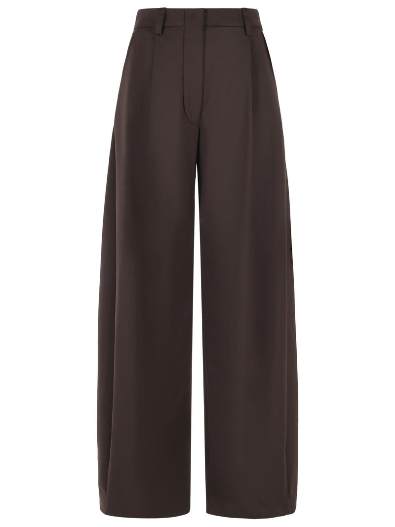 The Latest The Latest 'BILLIE' Brown Virgin Wool Blend Pants - World Class Fashion