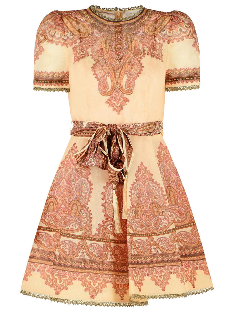 Zimmermann Zimmermann 'ASCENT Picnic' Mini Dress In Beige Linen And Silk - World Class Fashion