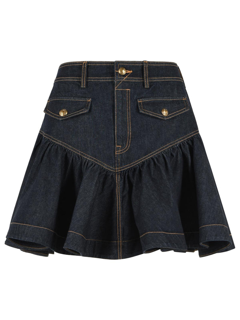 Zimmermann Zimmermann 'FRILL' 'ONYX' Blue Denim Miniskirt - World Class Fashion