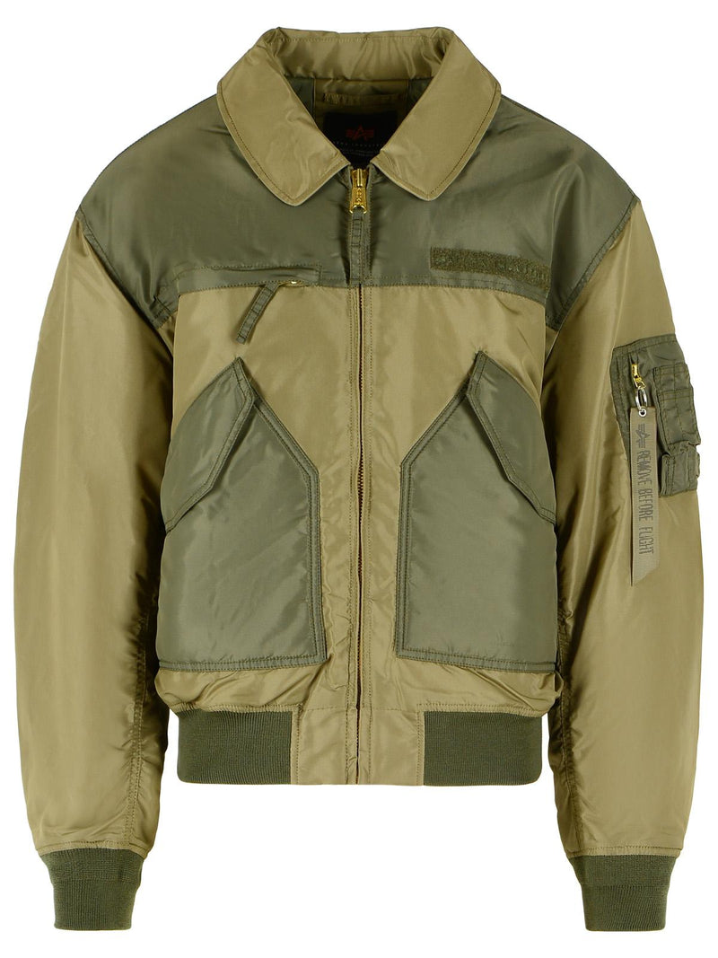 Alpha Industries Alpha Industries 'CWU-45/P Colorblock' Olive Green Nylon Bomber Jacket - World Class Fashion