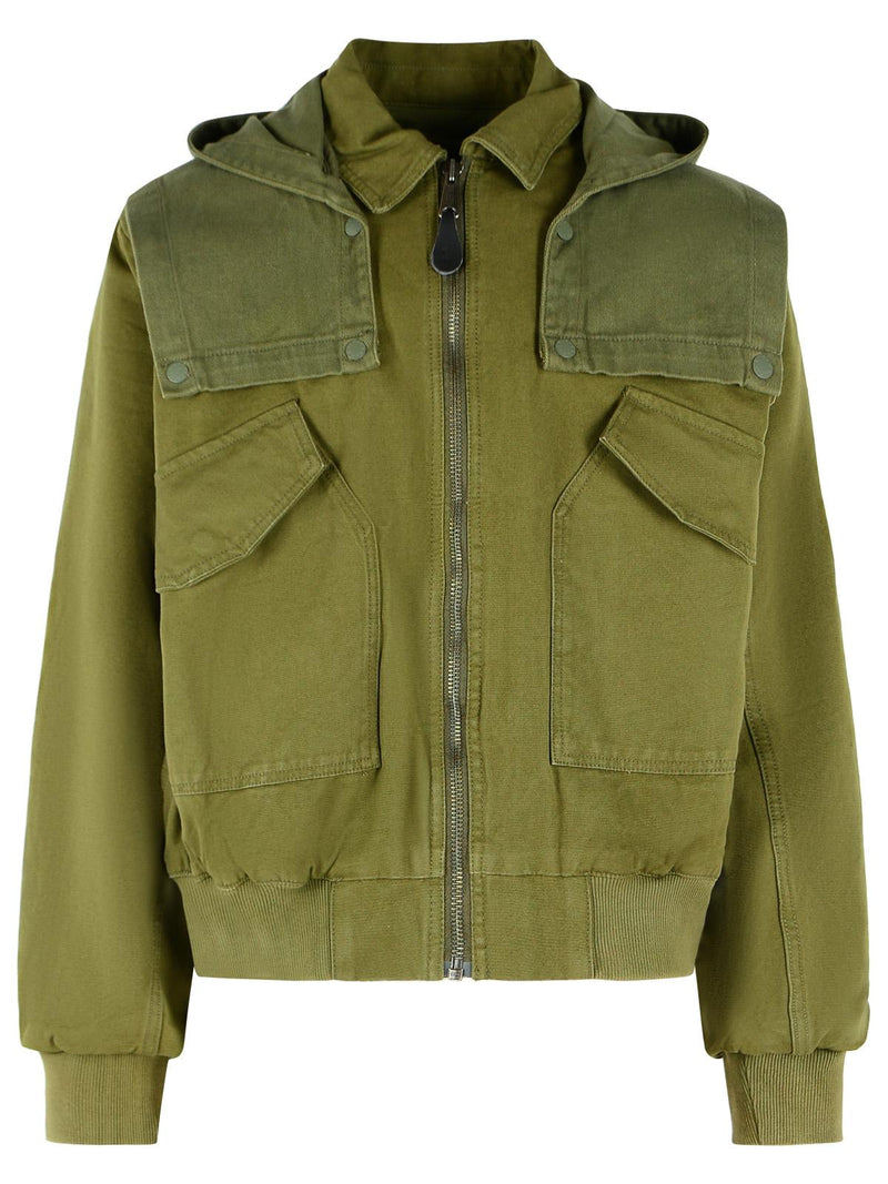 Alpha Industries Alpha Industries 'CWU-45/P D-tech' Dark Olive Green Cotton Hooded Bomber Jacket - World Class Fashion