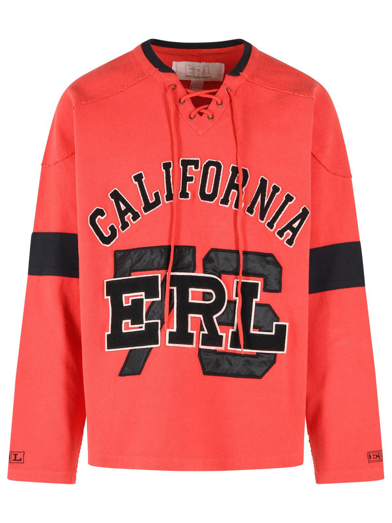 Erl Erl 'HOCKEY' Red Cotton Sweatshirt - World Class Fashion